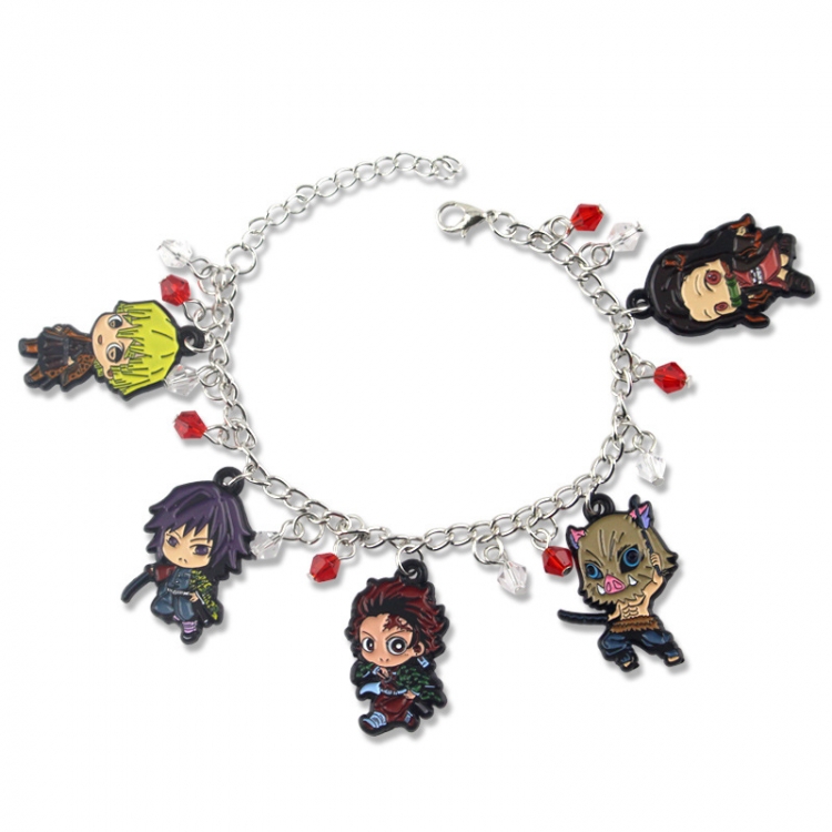 Demon Slayer Kimets 5 Strings Cartoon Metal Bracelet Charm OPP Bag  price for 5 pcs