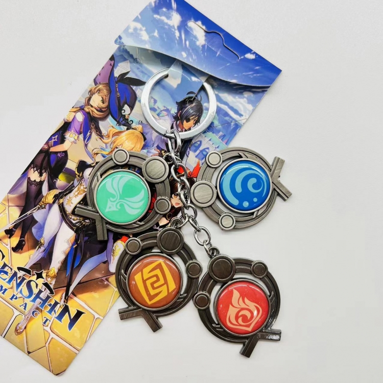 Genshin Impact Anime Cartoon 4 Pendant Keychain Bag Pendant style  D