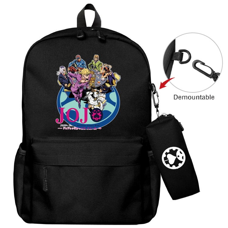 JoJos Bizarre Adventure Anime Backpack School Bag  Small Pencil Case Set 43X35X12CM