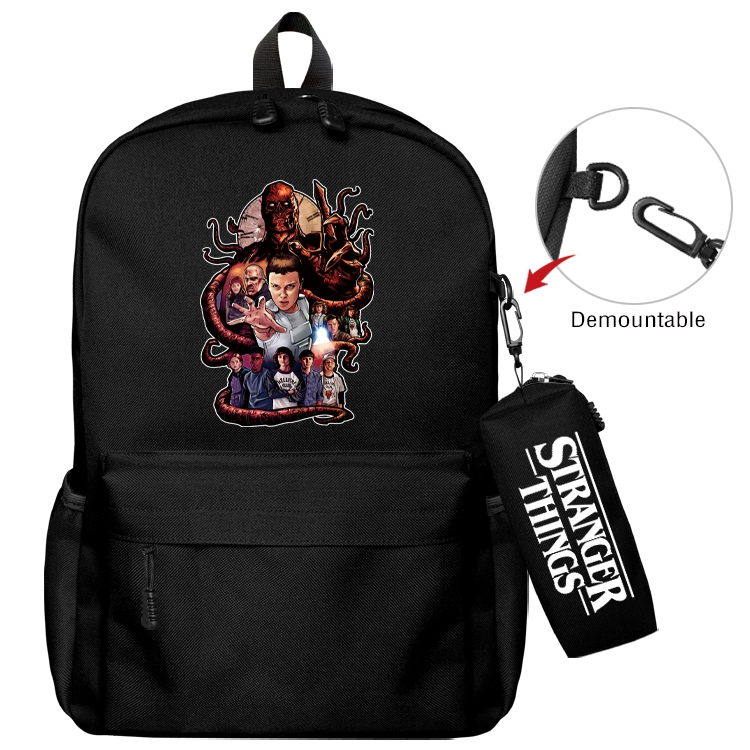 Stranger Things Anime Backpack School Bag  Small Pencil Case Set 43X35X12CM