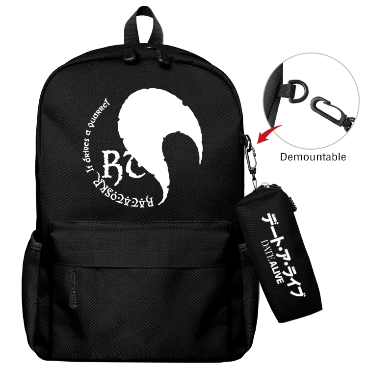 Date-A-Live Anime Backpack School Bag  Small Pencil Case Set 43X35X12CM