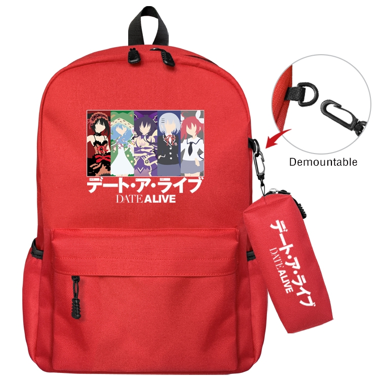 Date-A-Live Anime Backpack School Bag  Small Pencil Case Set 43X35X12CM