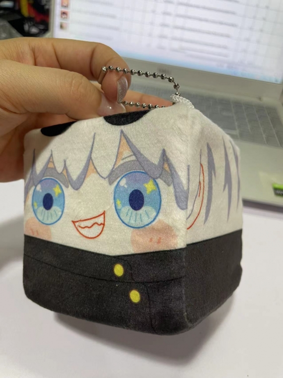 Jujutsu Kaisen Gojo Satoru Anime Peripheral Plush Square Keychain Pendant 9cm