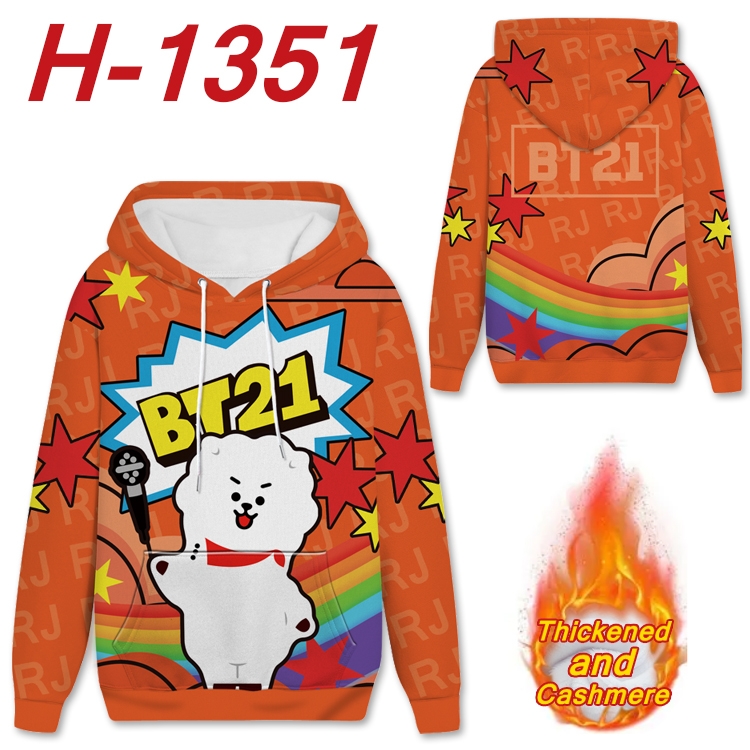BTS Anime plus velvet padded pullover hooded sweater from S to 4XL H-1351