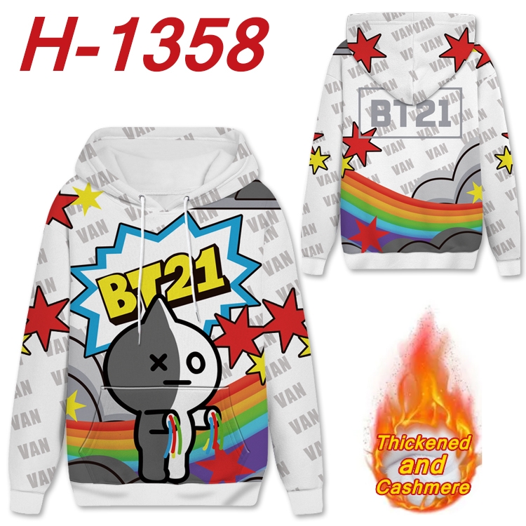 BTS Anime plus velvet padded pullover hooded sweater from S to 4XL  H-1358