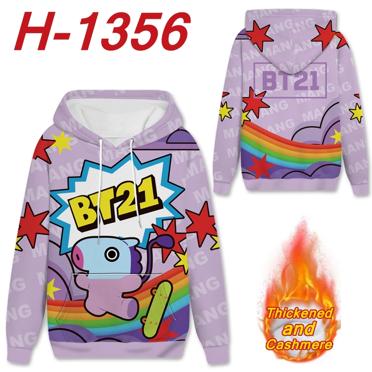 BTS Anime plus velvet padded pullover hooded sweater from S to 4XL H-1356