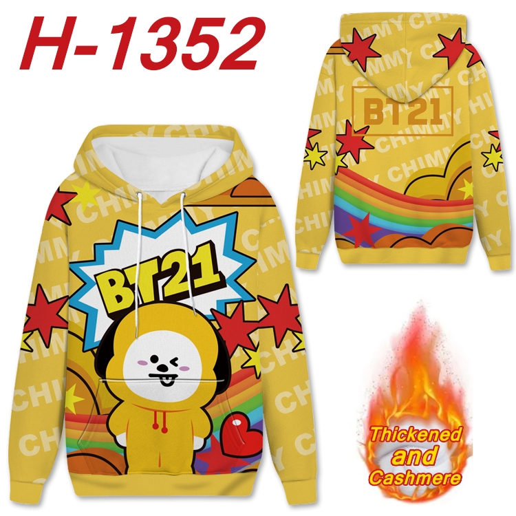 BTS Anime plus velvet padded pullover hooded sweater from S to 4XL  H-1352