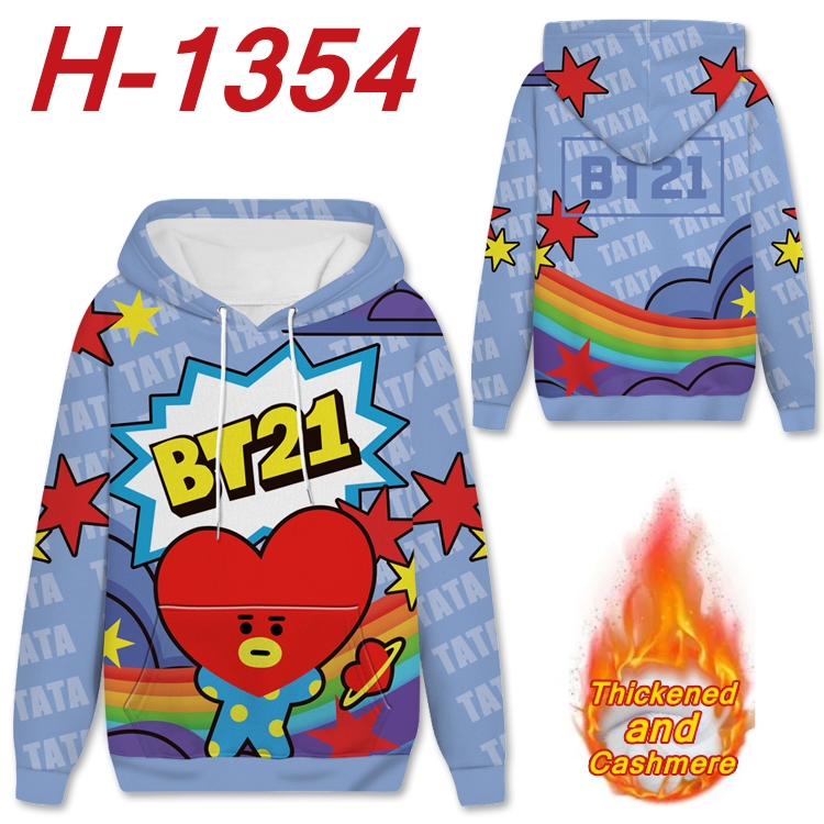 BTS Anime plus velvet padded pullover hooded sweater from S to 4XL H-1354