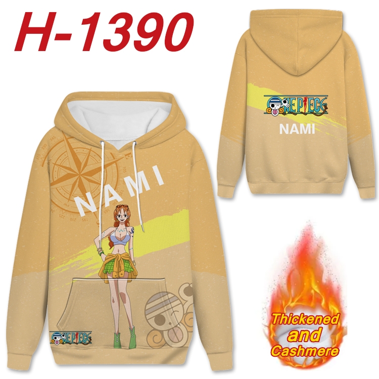 One Piece Anime plus velvet padded pullover hooded sweater from S to 4XL H-1390