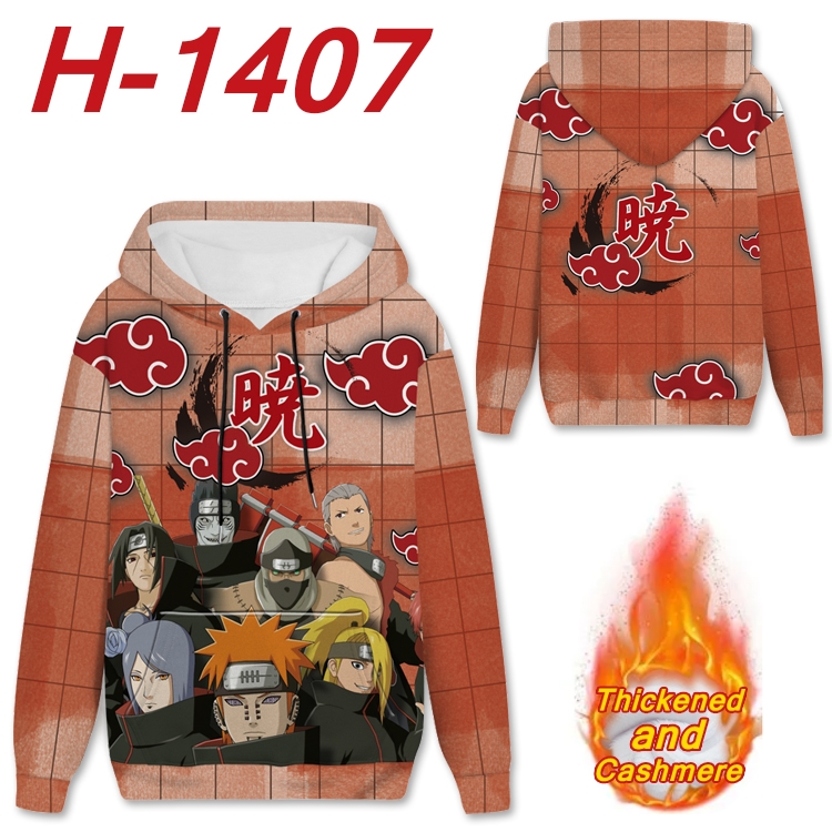 Naruto Anime plus velvet padded pullover hooded sweater from S to 4XL H-1407