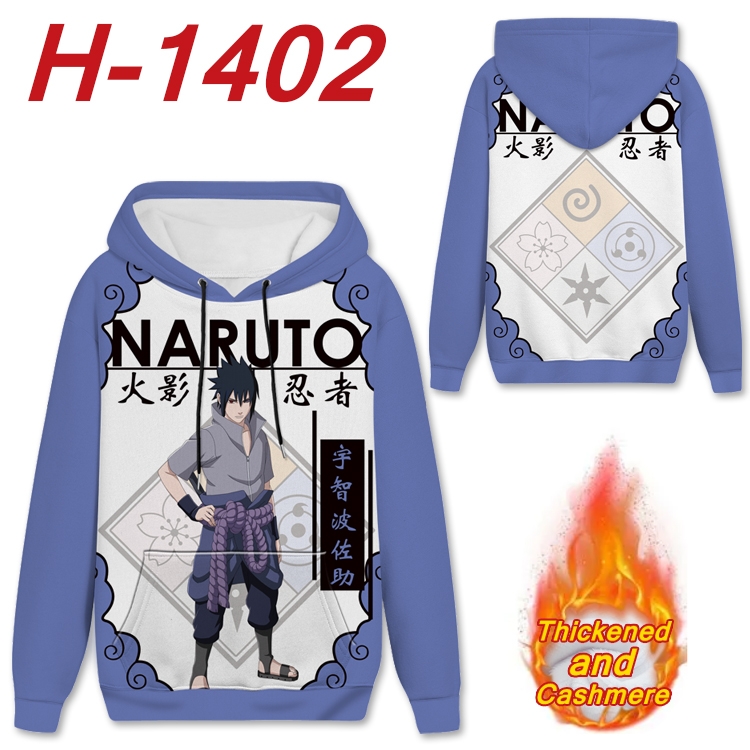 Naruto Anime plus velvet padded pullover hooded sweater from S to 4XL H-1402