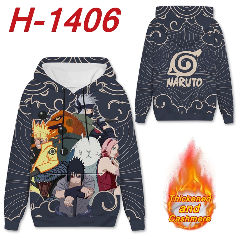 Naruto Anime plus velvet padded pullover hooded sweater from S to 4XL H-1406