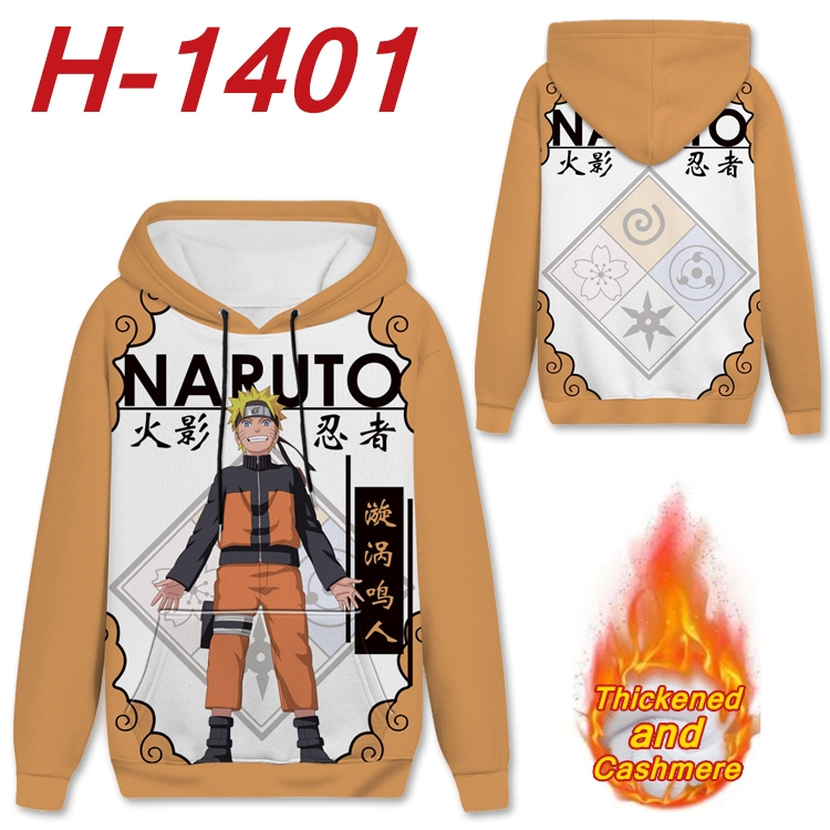 Naruto Anime plus velvet padded pullover hooded sweater from S to 4XL H-1401