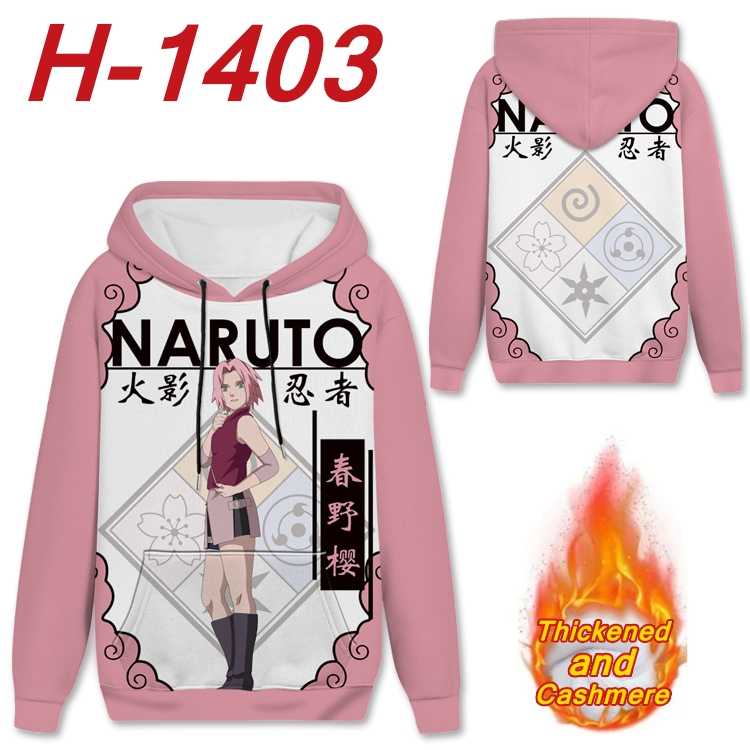 Naruto Anime plus velvet padded pullover hooded sweater from S to 4XL H-1403