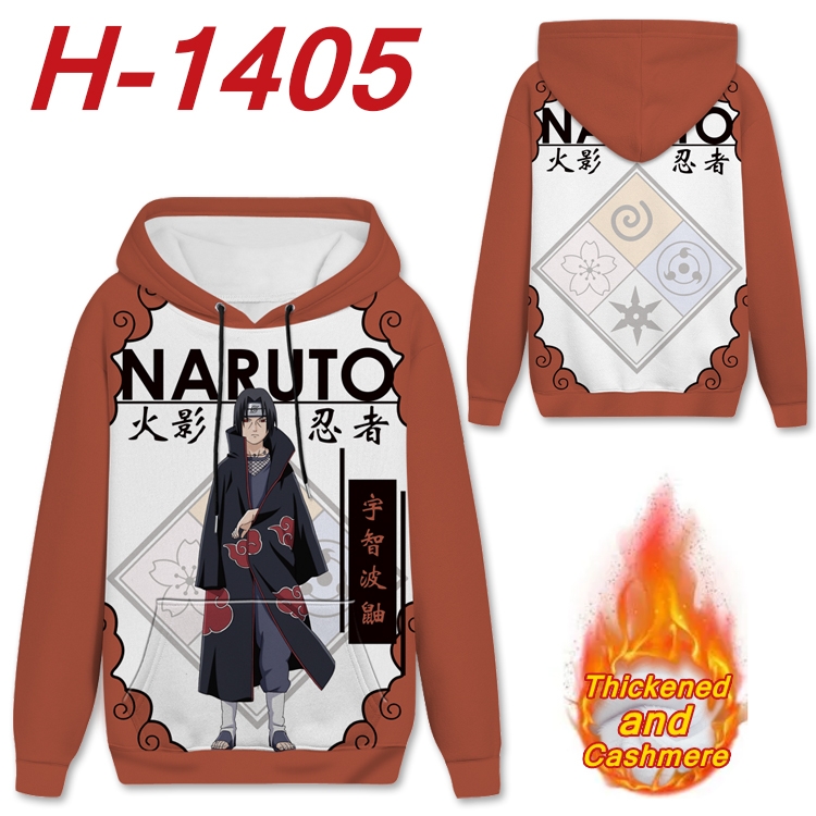 Naruto Anime plus velvet padded pullover hooded sweater from S to 4XL H-1405