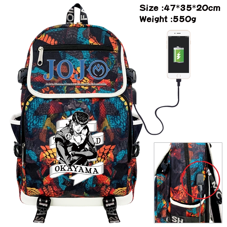 JoJos Bizarre Adventure Camouflage Waterproof Canvas Flip Backpack Student Schoolbag 47X35X20CM