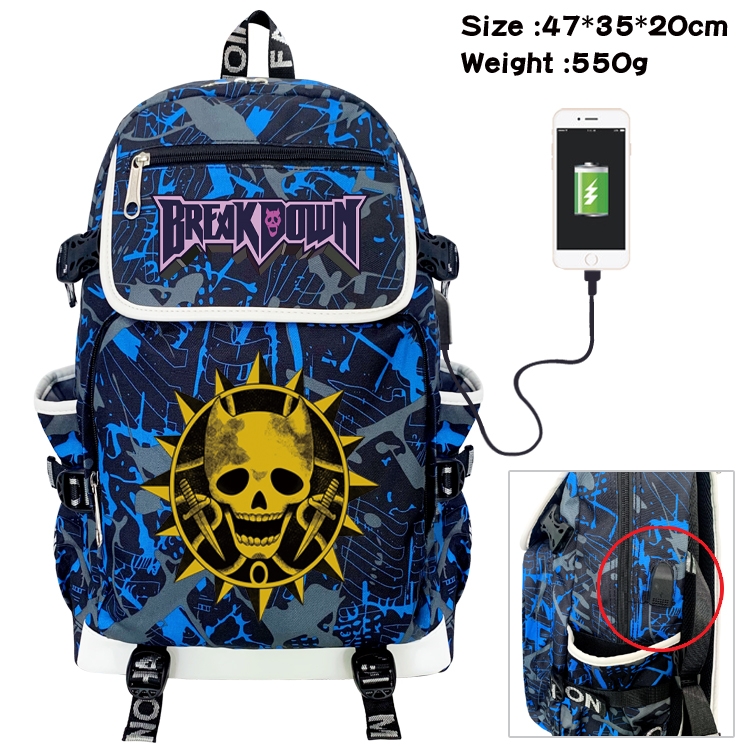 JoJos Bizarre Adventure Camouflage Waterproof Canvas Flip Backpack Student Schoolbag 47X35X20CM