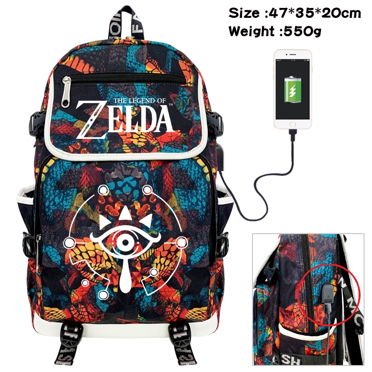 The Legend of Zelda Camouflage Waterproof Canvas Flip Backpack Student Schoolbag 47X35X20CM