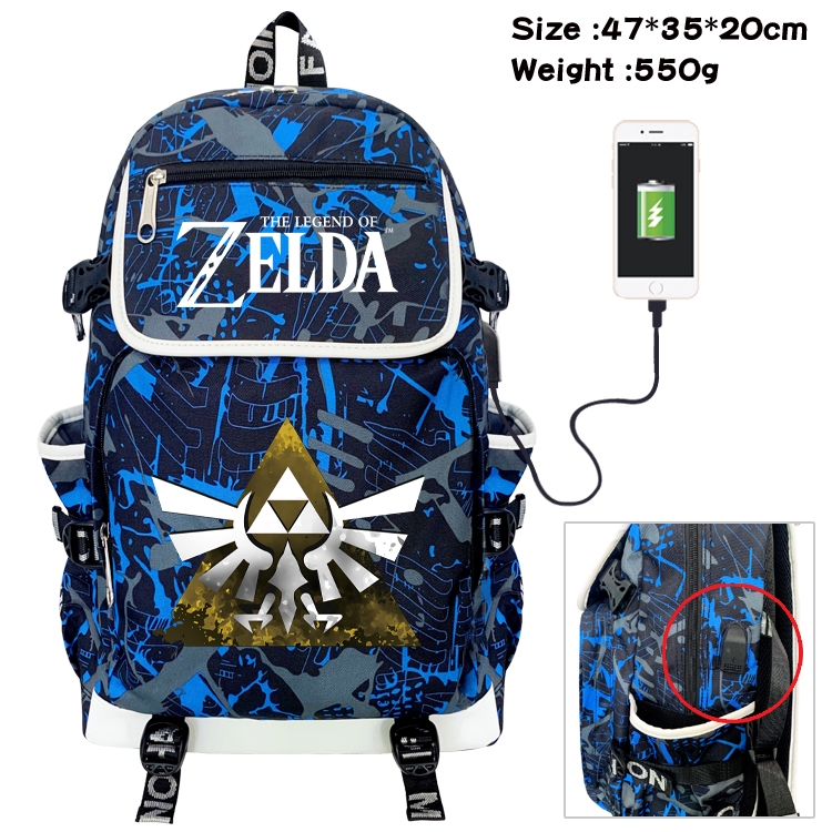 The Legend of Zelda Camouflage Waterproof Canvas Flip Backpack Student Schoolbag 47X35X20CM
