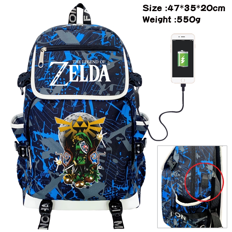 The Legend of Zelda Camouflage Waterproof Canvas Flip Backpack Student Schoolbag 47X35X20CM