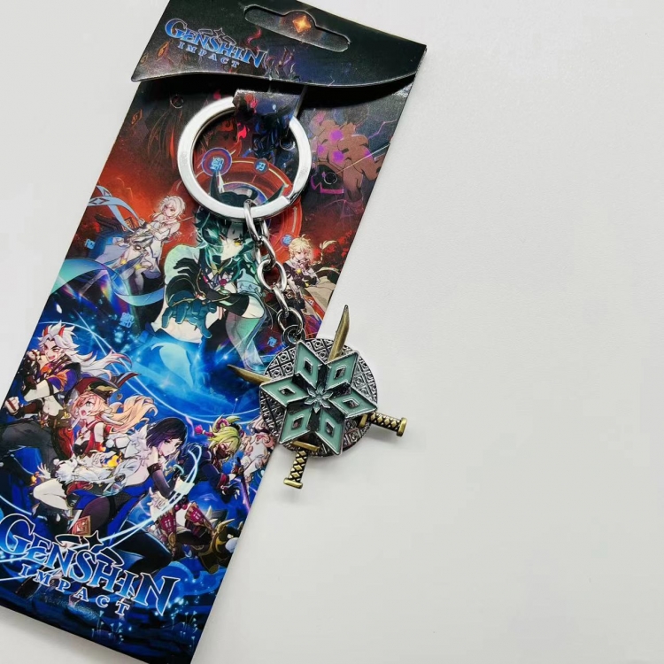 Genshin Impact Anime Peripheral Metal Rotating Keychain Pendant price for 5 pcs