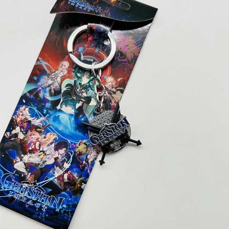 Genshin Impact Anime Peripheral Metal Rotating Keychain Pendant price for 5 pcs