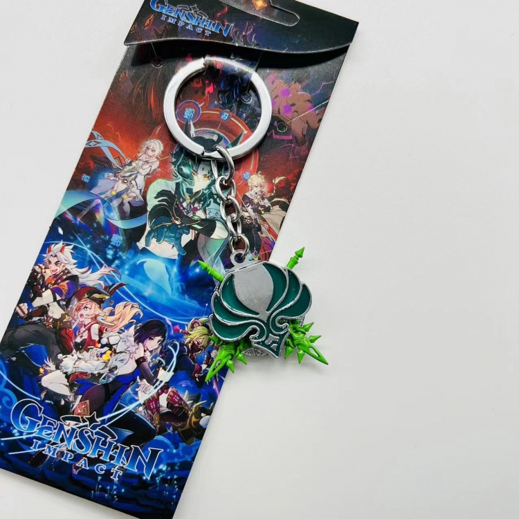 Genshin Impact Anime Peripheral Metal Rotating Keychain Pendant price for 5 pcs