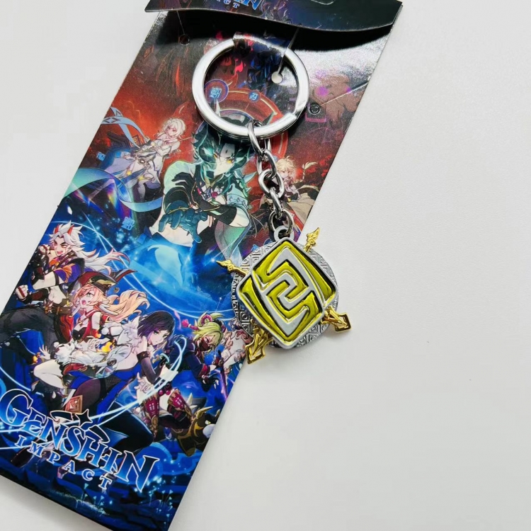 Genshin Impact Anime Peripheral Metal Rotating Keychain Pendant price for 5 pcs
