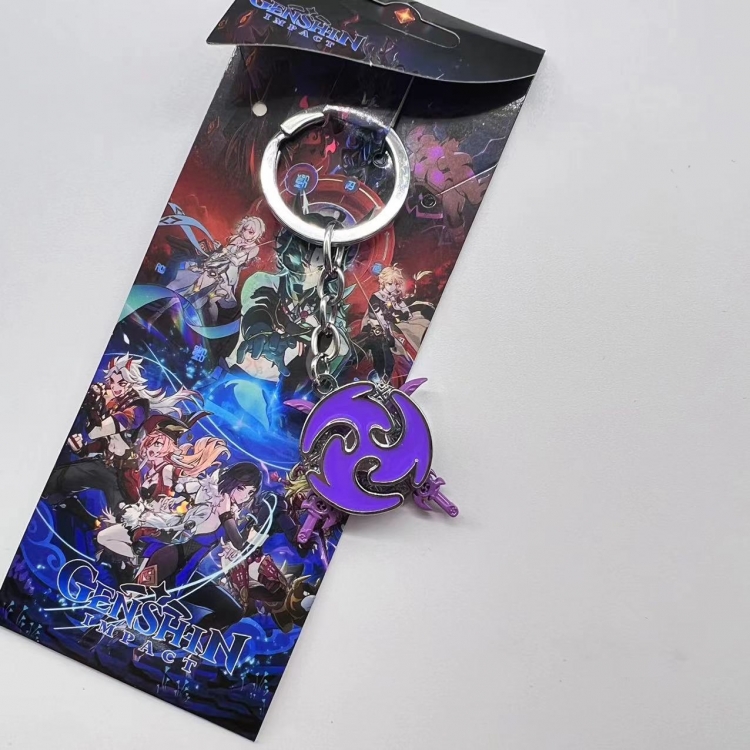 Genshin Impact Anime Peripheral Metal Rotating Keychain Pendant price for 5 pcs