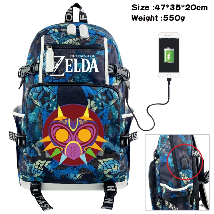 The Legend of Zelda Anime data cable camouflage print backpack schoolbag 47x35x20cm