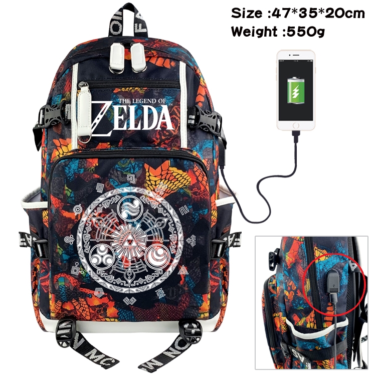The Legend of Zelda Anime data cable camouflage print backpack schoolbag 47x35x20cm