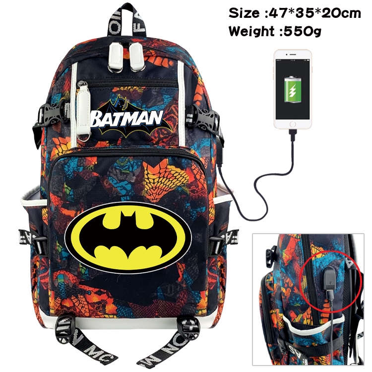 Super hero Anime data cable camouflage print backpack schoolbag 47x35x20cm