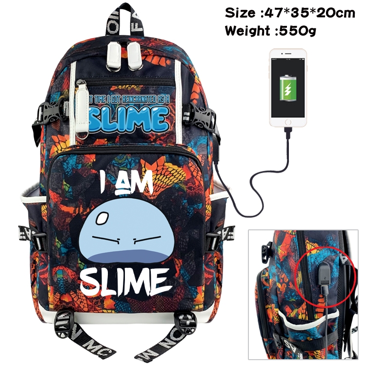 That Time I Got Slim Anime data cable camouflage print backpack schoolbag 47x35x20cm