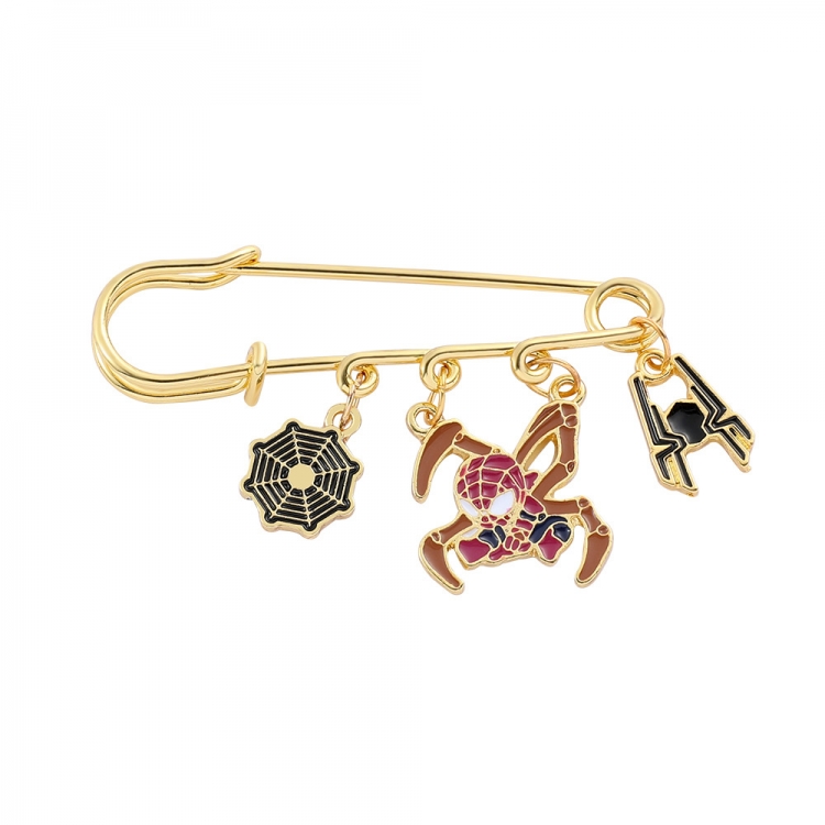 Spiderman Cartoon metal brooch bag accessories pin anti-glare buckle OPP bag packaging price for 5 pcs