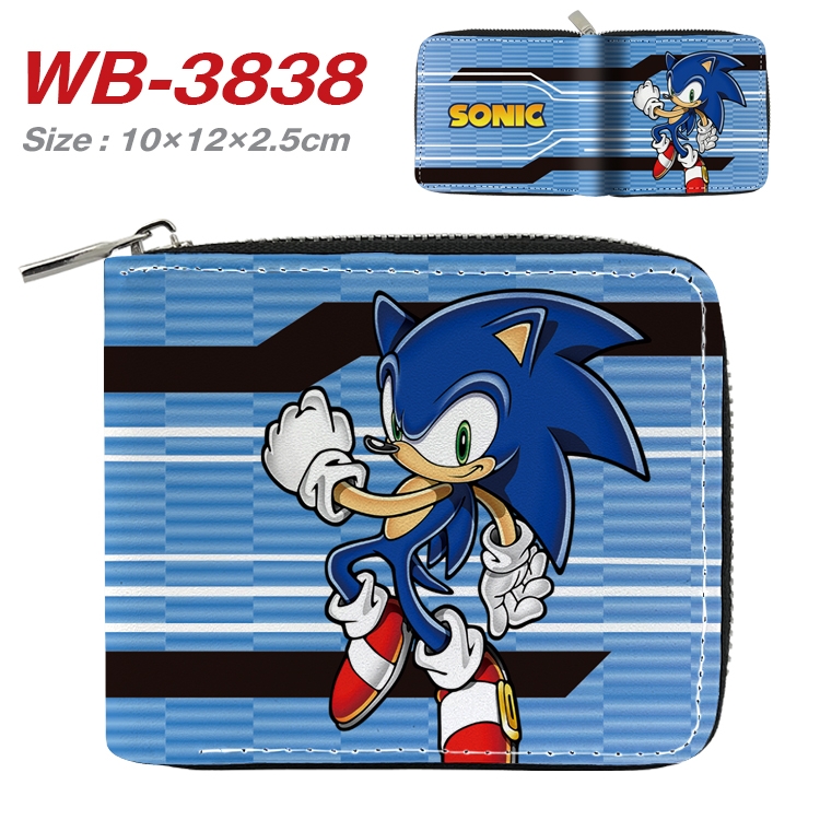Sonic The Hedgehog Anime Full Color Short All Inclusive Zipper Wallet 10x12x2.5cm WB-3838A