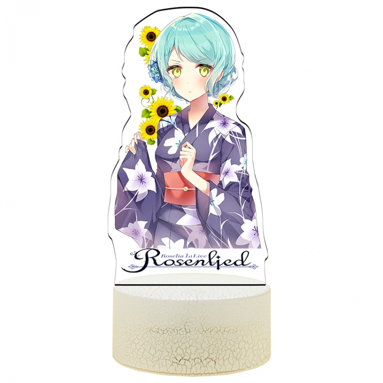 BanG Dream!  Color Acrylic Night Light 16 Color-changing Remote Control USB Interface Box Set 19X7X4CM white cracked bas