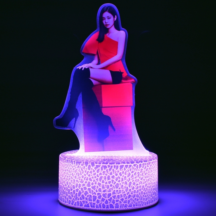 BLACK PINK Color Acrylic Night Light 16 Color-changing Remote Control USB Interface Box Set 19X7X4CM white cracked base