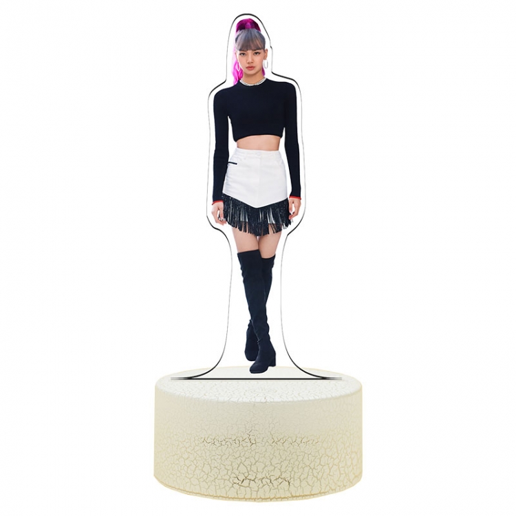 BLACK PINK Color Acrylic Night Light 16 Color-changing Remote Control USB Interface Box Set 19X7X4CM white cracked base