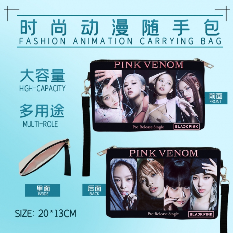 BLACK PINK Movie star fashion large capacity handbag cosmetic bag pencil case 20x13cm