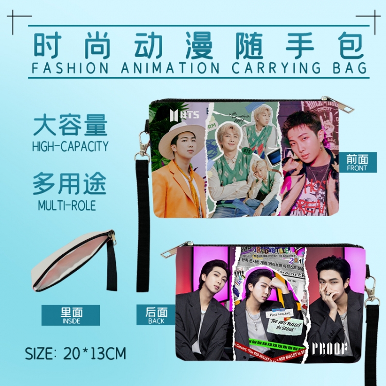 BTS Movie star fashion large capacity handbag cosmetic bag pencil case 20x13cm