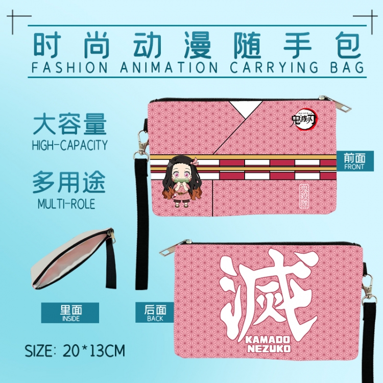 Demon Slayer Kimets Fashion Anime Large Capacity Handbag Cosmetic Bag Pencil Case 20x13cm