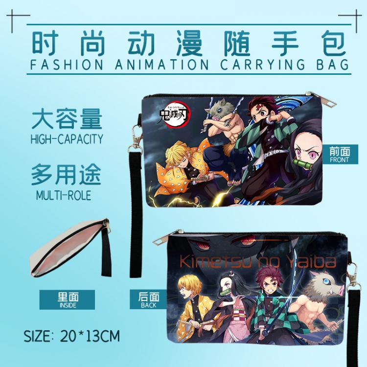 Demon Slayer Kimets Fashion Anime Large Capacity Handbag Cosmetic Bag Pencil Case 20x13cm