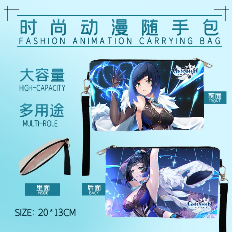 Genshin Impact Fashion Anime Large-capacity Handbag Painting Cosmetic Bag Pencil Case 20x13cm