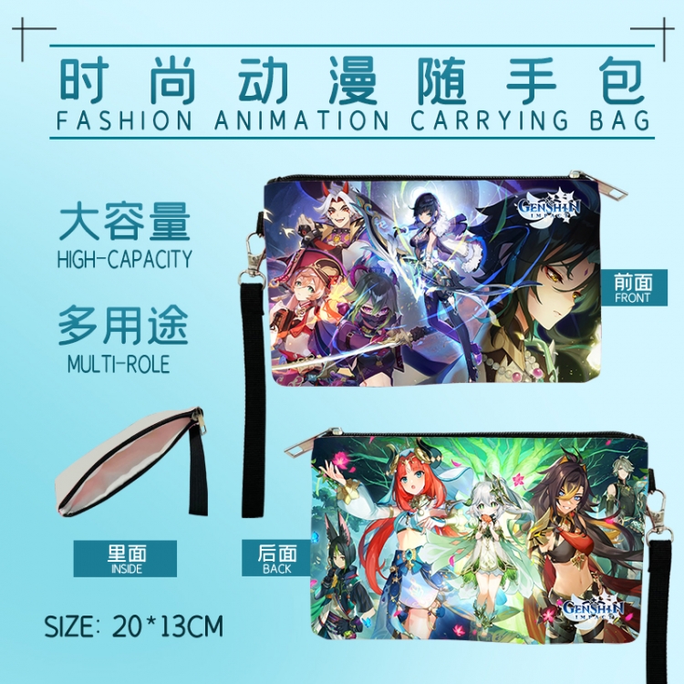 Genshin Impact Fashion Anime Large-capacity Handbag Painting Cosmetic Bag Pencil Case 20x13cm