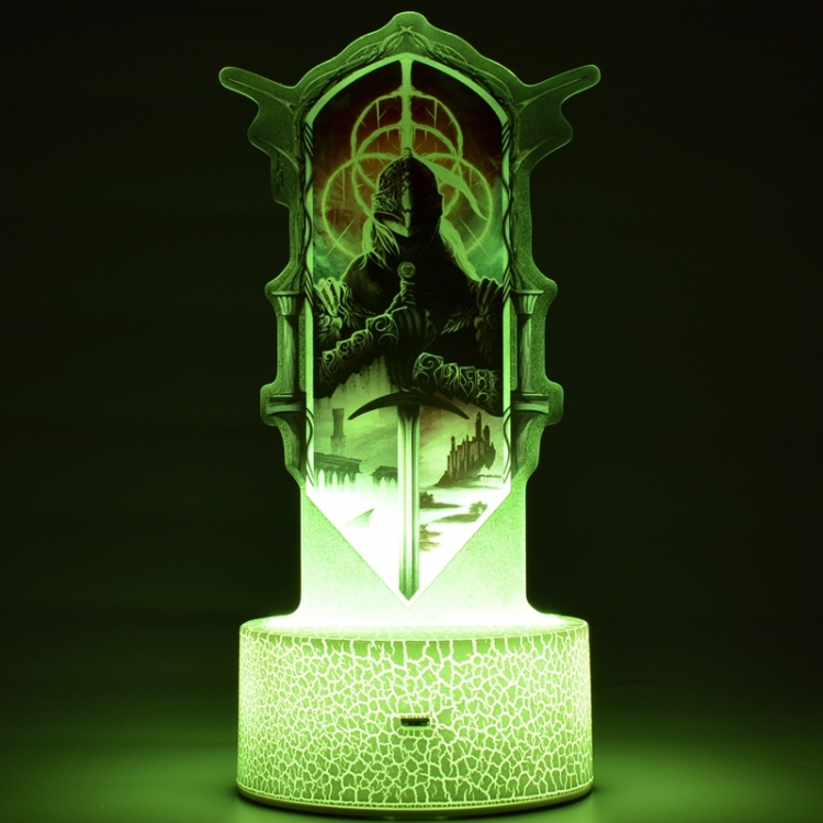 Elden Ring Color Acrylic Night Light 16 Color-changing Remote Control USB Interface Box Set 19X7X4CM white cracked base