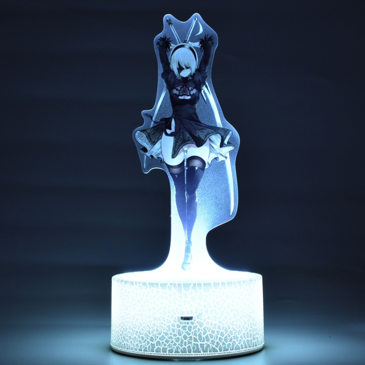 Nier:Automata  Color acrylic night light 16 kinds of color changing remote control USB interface boxed 14X7X4CM white cr