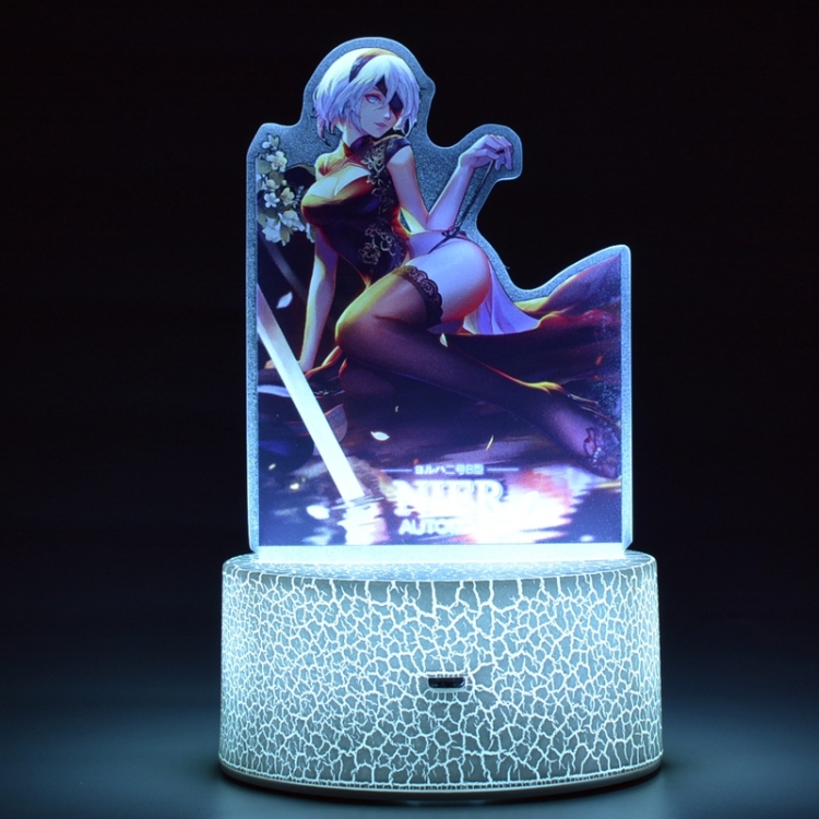Nier:Automata  Color acrylic night light 16 kinds of color changing remote control USB interface boxed 14X7X4CM white cr