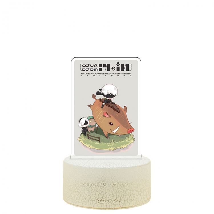 Nier:Automata  Color acrylic night light 16 kinds of color changing remote control USB interface boxed 14X7X4CM white cr