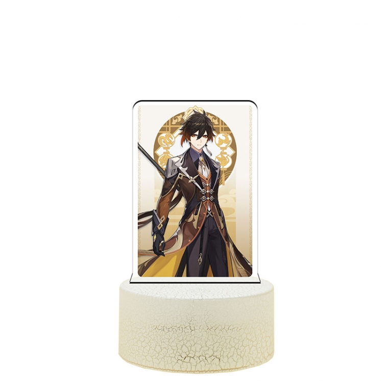 Genshin Impact Zhongli Color acrylic night light 16 kinds of color changing remote control USB interface boxed 14X7X4CM 