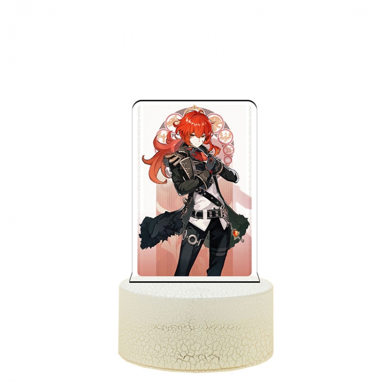 Genshin Impact  Diluc Color acrylic night light 16 kinds of color changing remote control USB interface boxed 14X7X4CM w